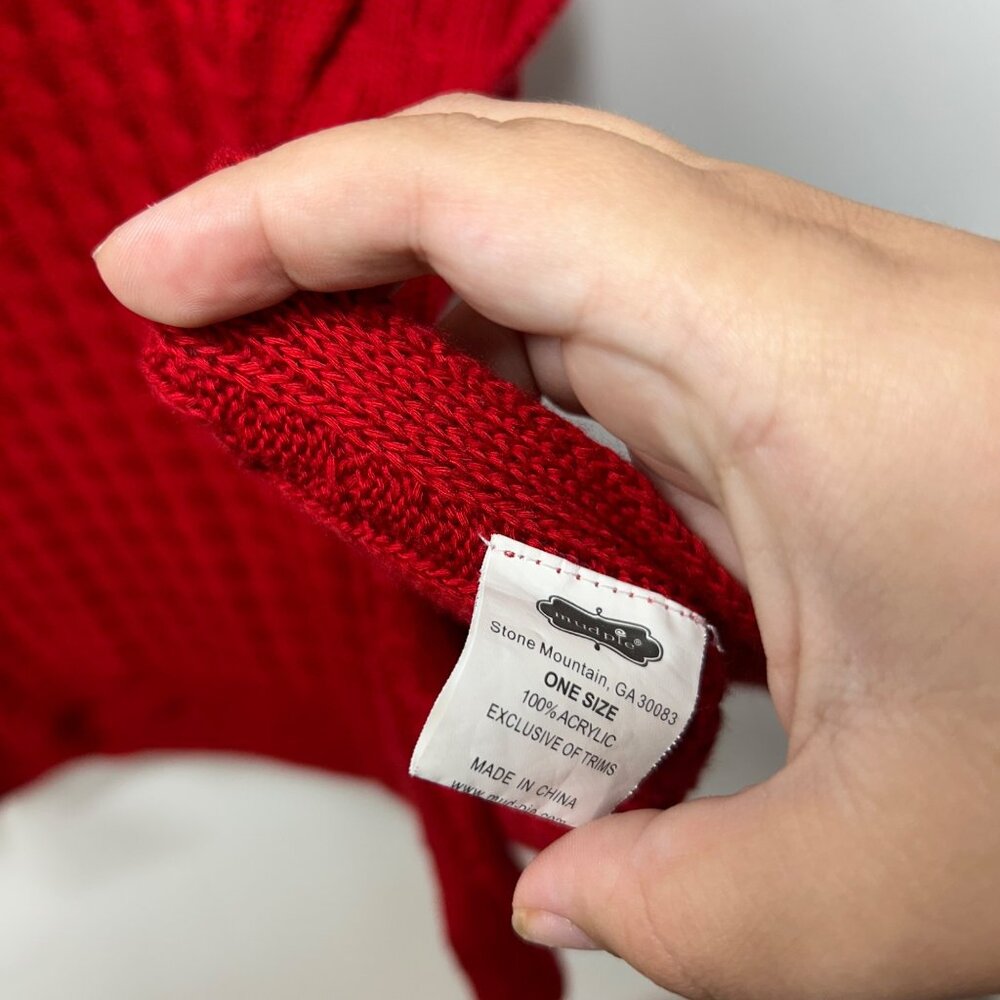 Mudpie boutique red knit oversized poncho OS holiday - Picture 2 of 7